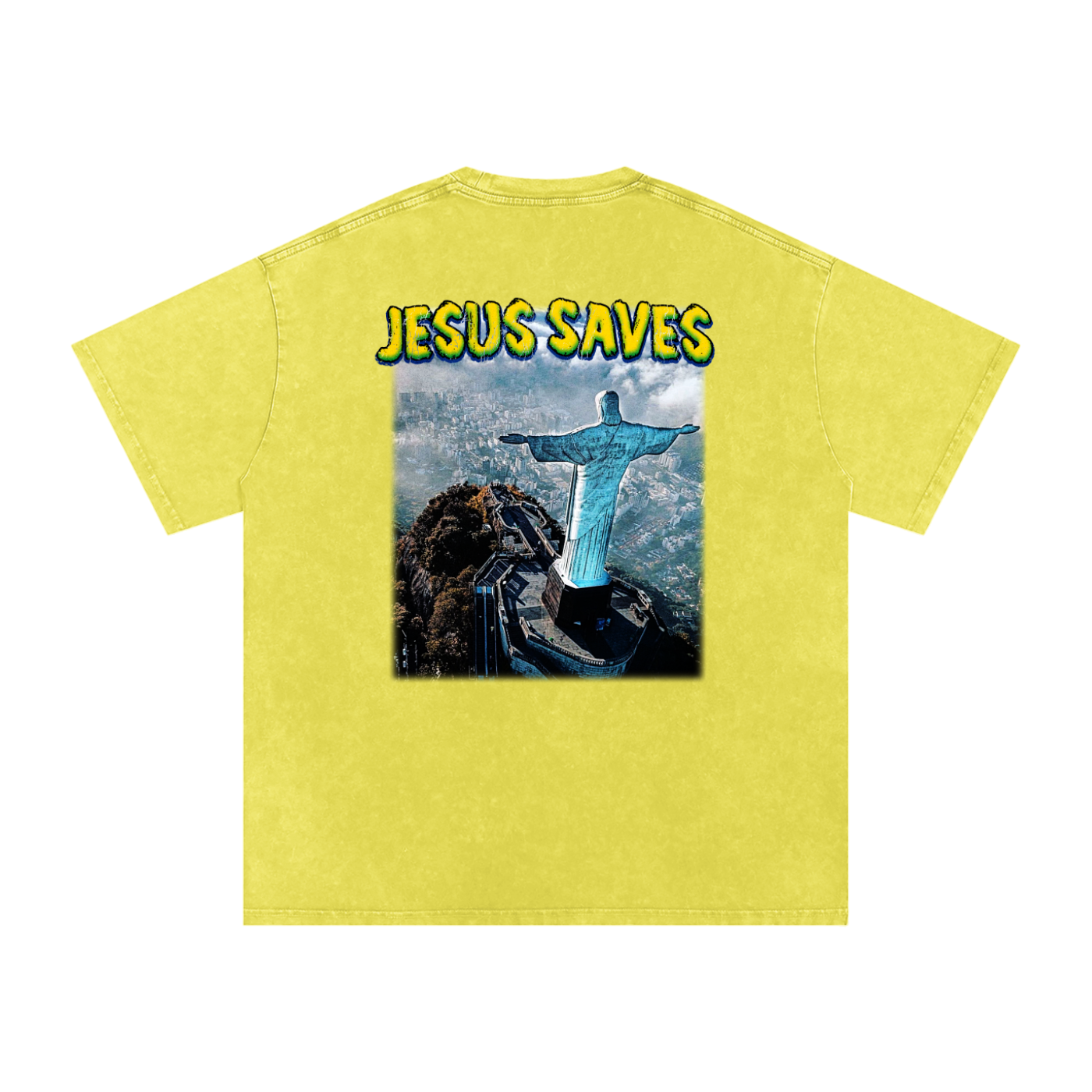 Conseiller' Jesus Saves: Snow Washed Oversized Cotton T-Shirt