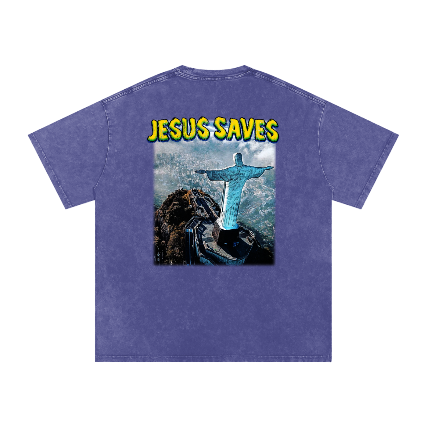 Conseiller' Jesus Saves: Snow Washed Oversized Cotton T-Shirt