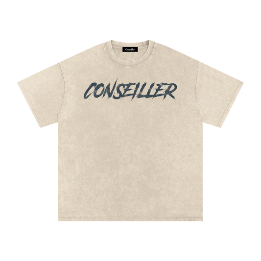 Conseiller' The Spiritual Mind: Snow Washed Oversized Cotton T-Shirt