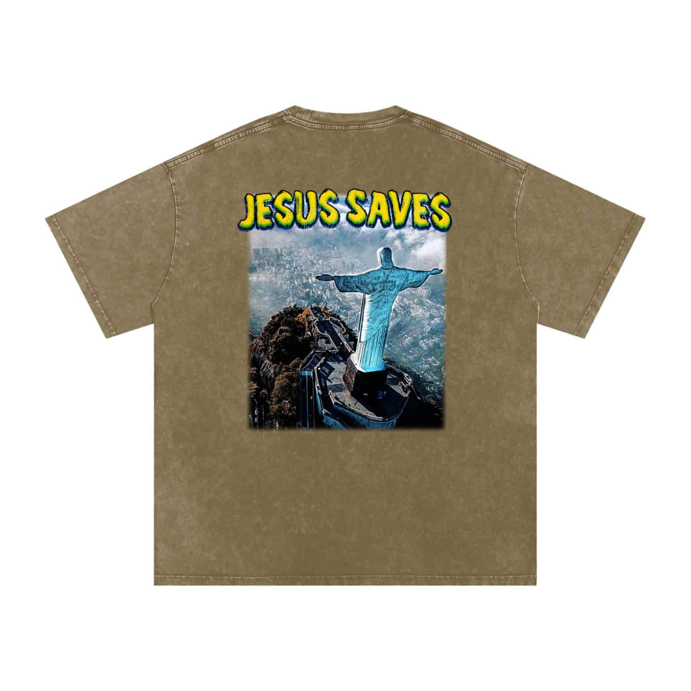 Conseiller' Jesus Saves: Snow Washed Oversized Cotton T-Shirt