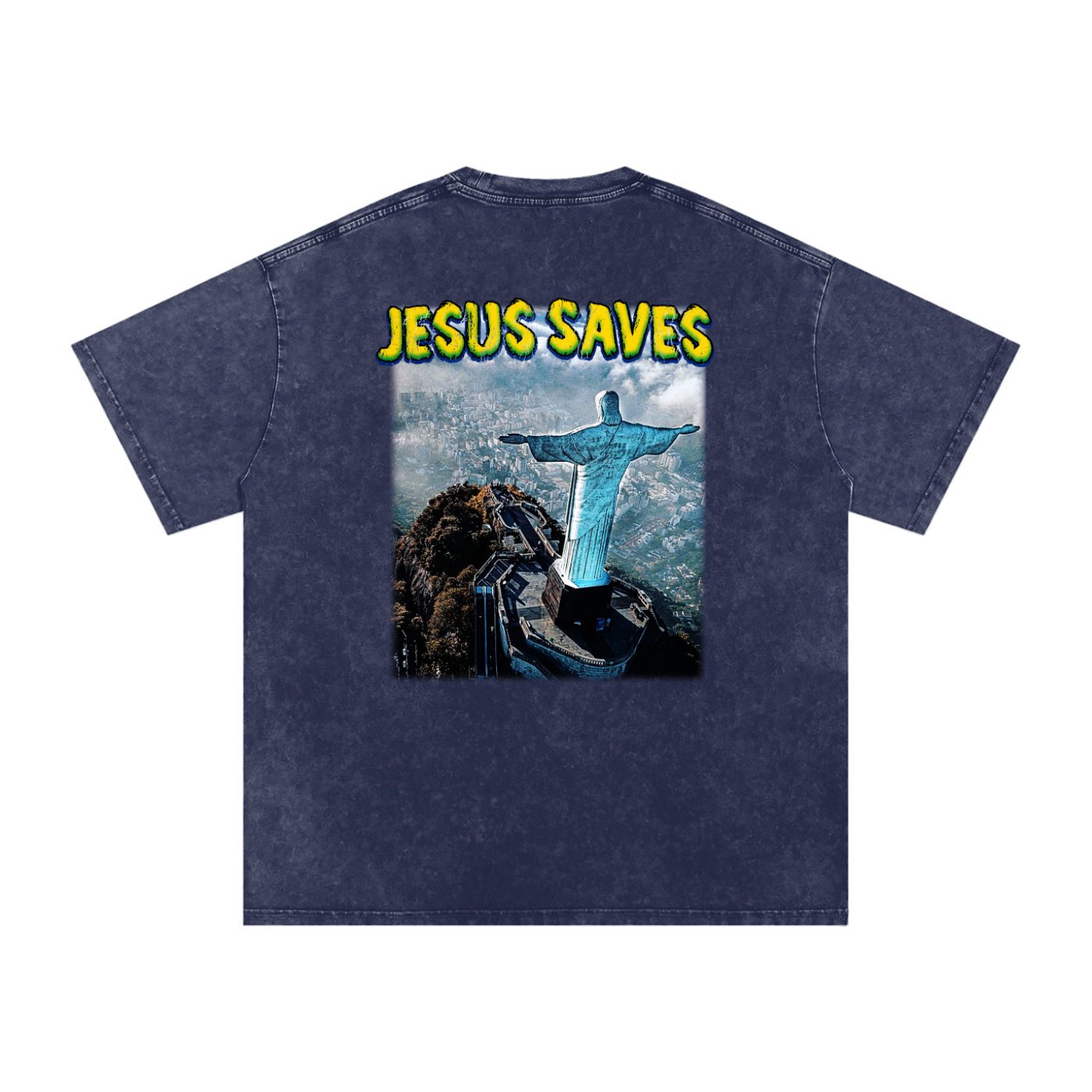 Conseiller' Jesus Saves: Snow Washed Oversized Cotton T-Shirt