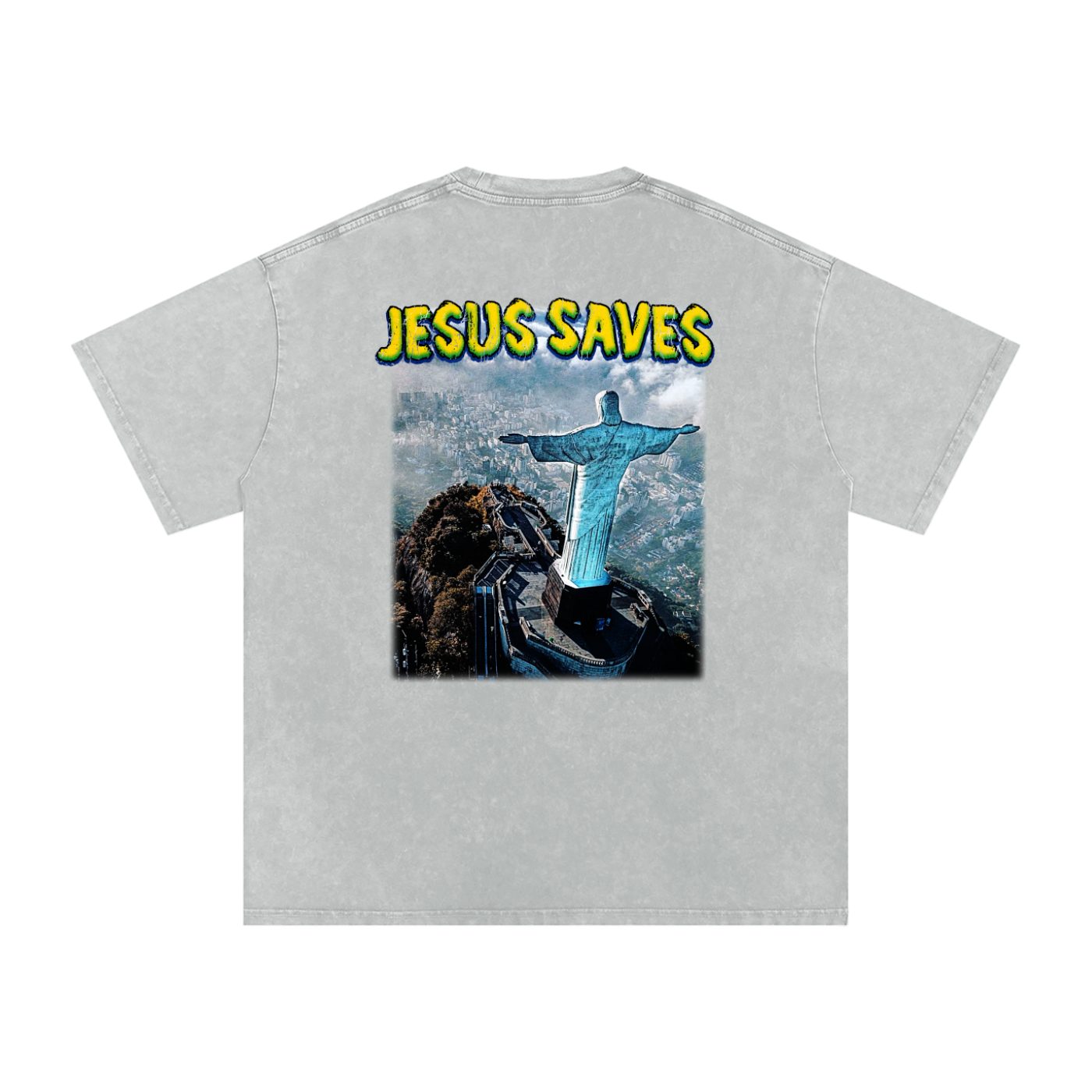 Conseiller' Jesus Saves: Snow Washed Oversized Cotton T-Shirt