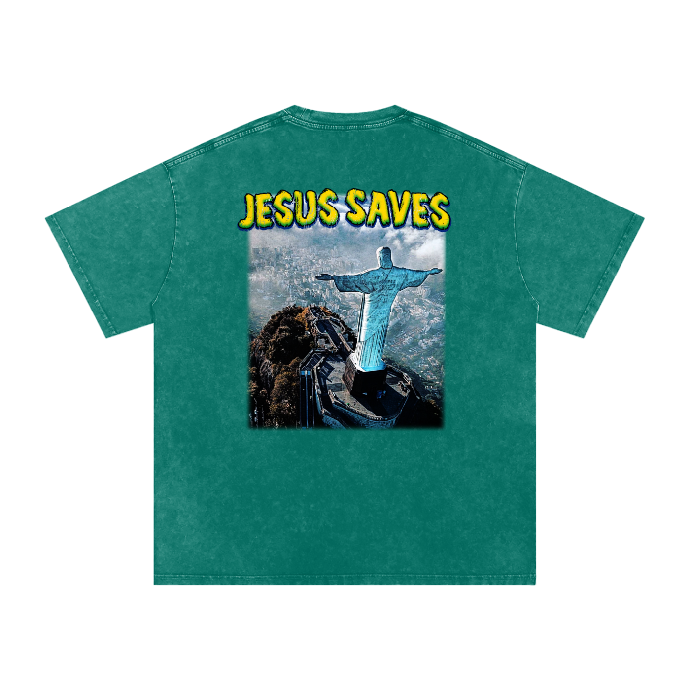Conseiller' Jesus Saves: Snow Washed Oversized Cotton T-Shirt