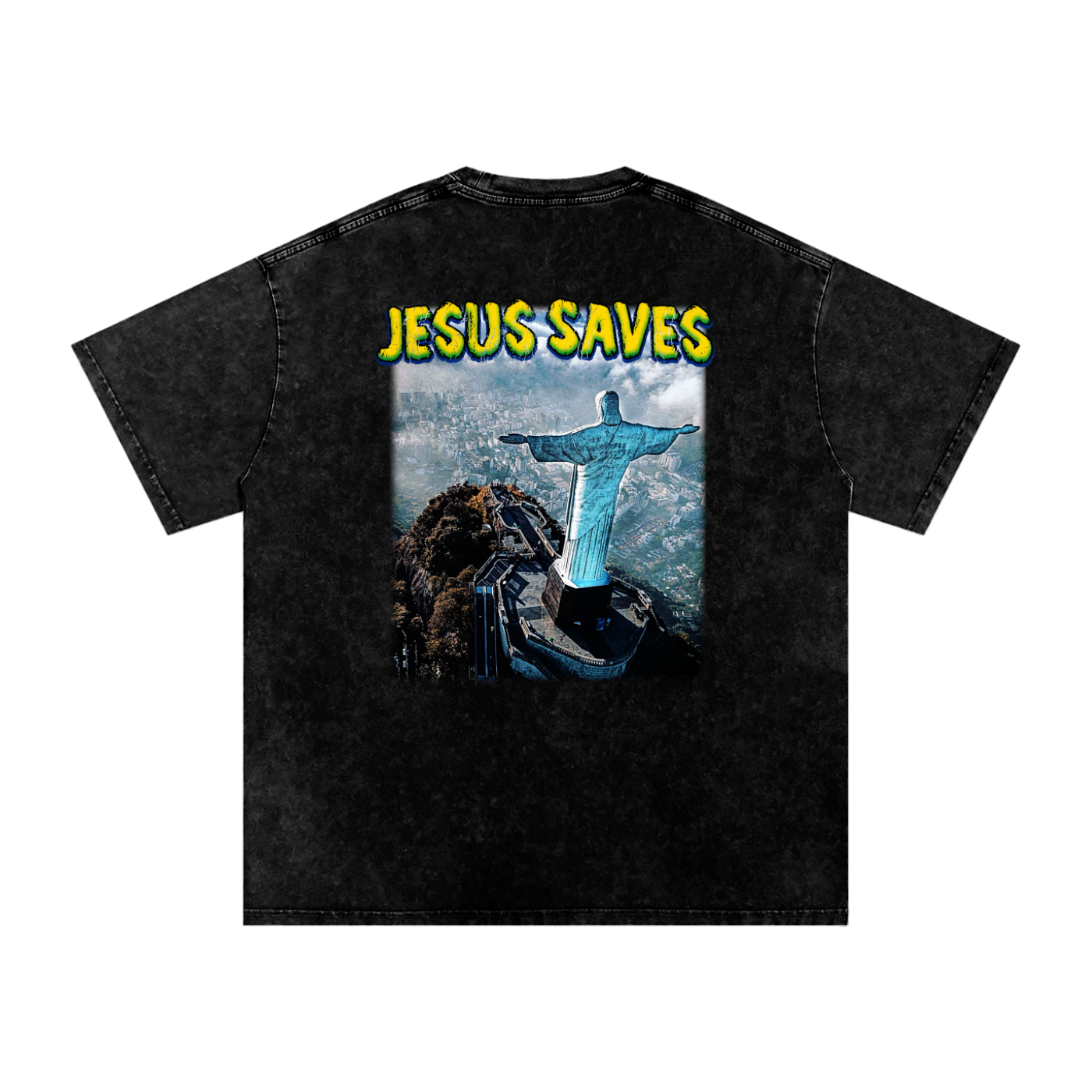 Conseiller' Jesus Saves: Snow Washed Oversized Cotton T-Shirt